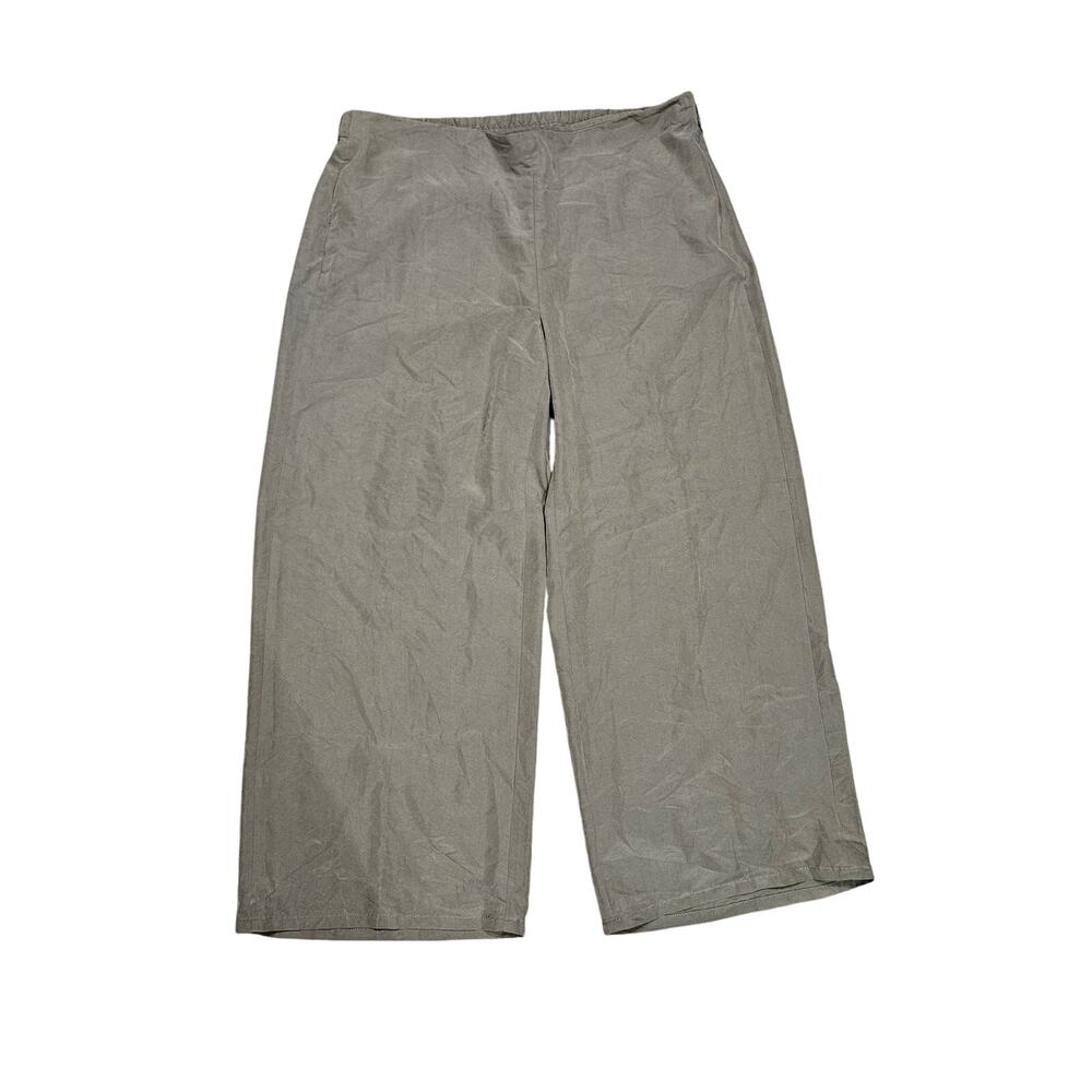 J.jill wide leg suede lightweight breezy pants sage green xl tall crop casual